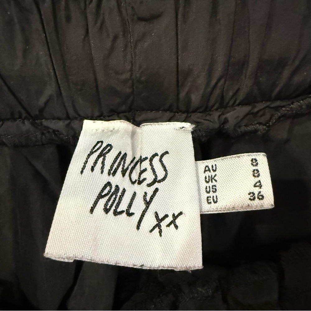 Princess Polly Flossie Parachute Pants Women’s 4 Black Cargo Pockets 100% Nylon - Picture 7 of 10